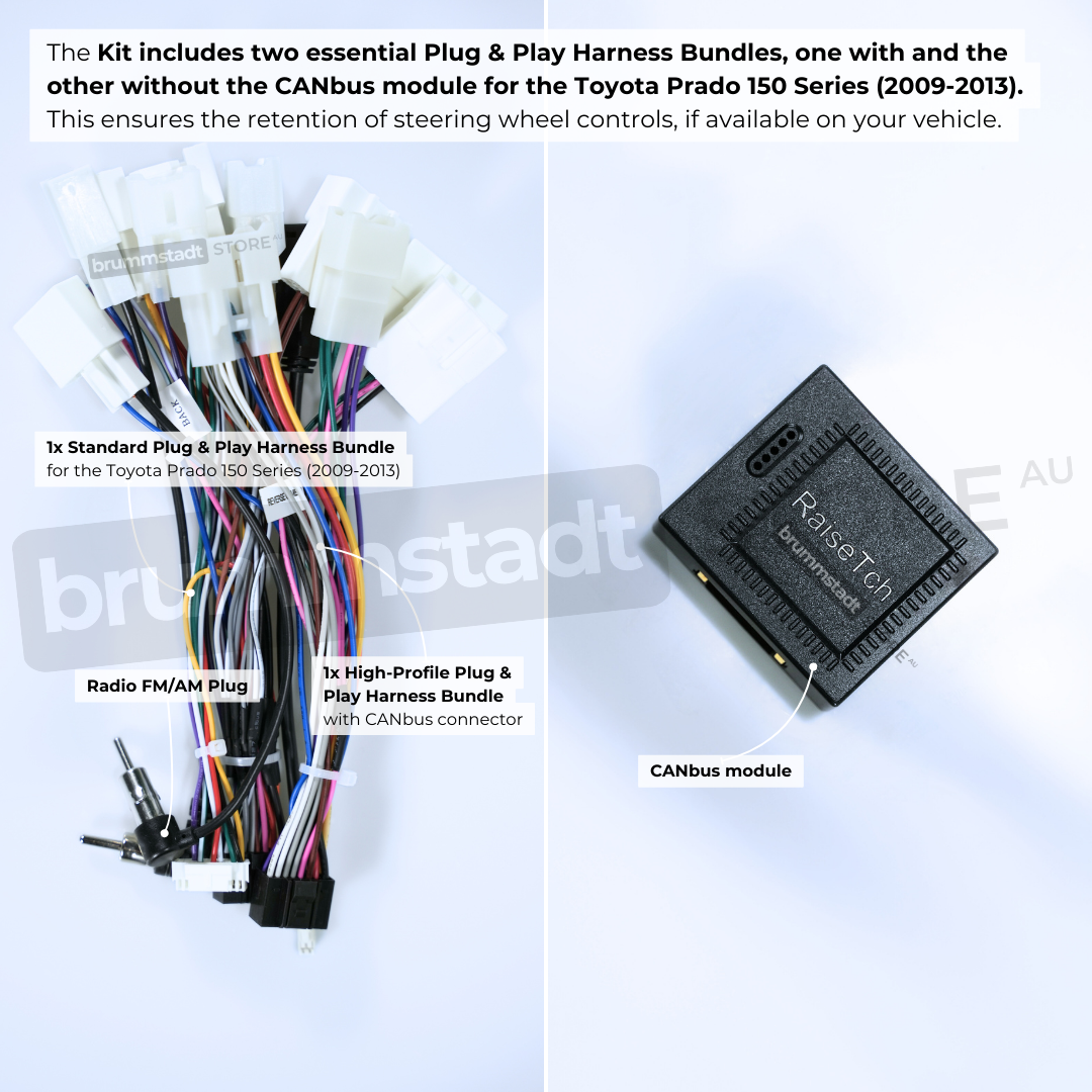 Toyota Prado 2009-2013 150 Series - Premium Head Unit Upgrade Kit: Radio Infotainment System with Wired & Wireless Apple CarPlay and Android Auto Compatibility