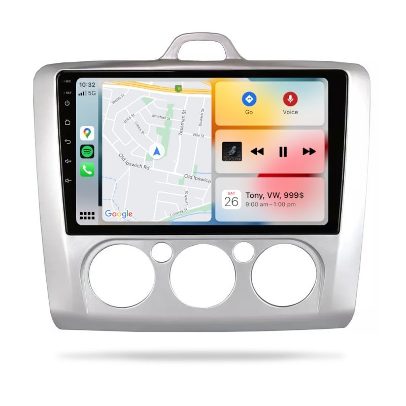 Ford Focus 2005-2008 LS LT - Premium Head Unit Upgrade Kit: Radio Infotainment System with Wired & Wireless Apple CarPlay and Android Auto Compatibility - baeumer technologies