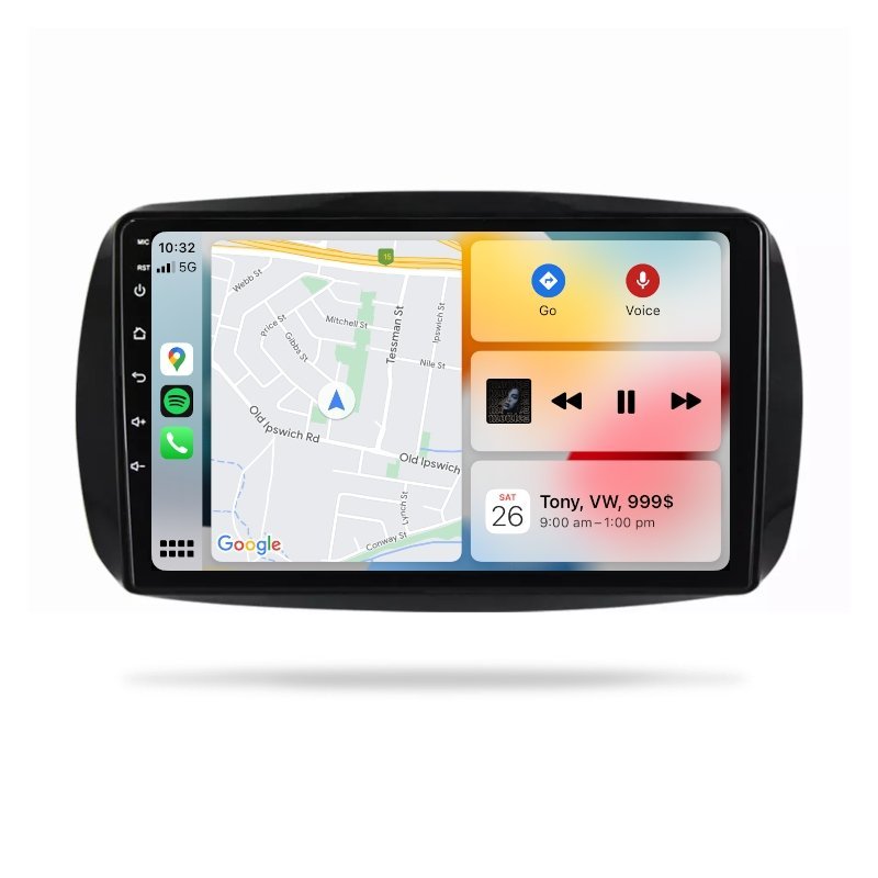 Smart Fortwo 2016-2020 - Premium Head Unit Upgrade Kit: Radio Infotainment System with Wired & Wireless Apple CarPlay and Android Auto Compatibility - baeumer technologies