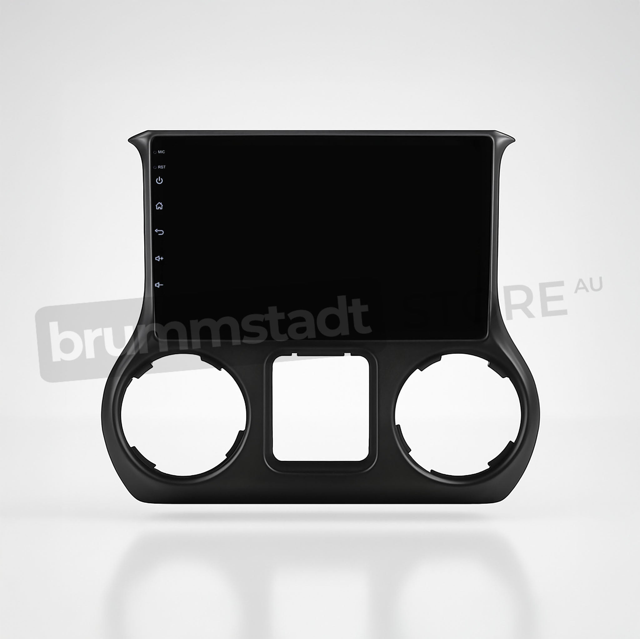 Brummstadt, Jeep Wrangler 2015-2019, factory dashboard panel, Jeep Wrangler 2015-2019, featuring a sleek design with cutouts for air vents and control interfaces, Brummstadt. No visible UI elements such as Apple CarPlay or Android Auto are present, highlighting the dashboard's clean and minimalistic look, designed for seamless integration with infotainment systems, enhancing the vehicle's interior aesthetics.