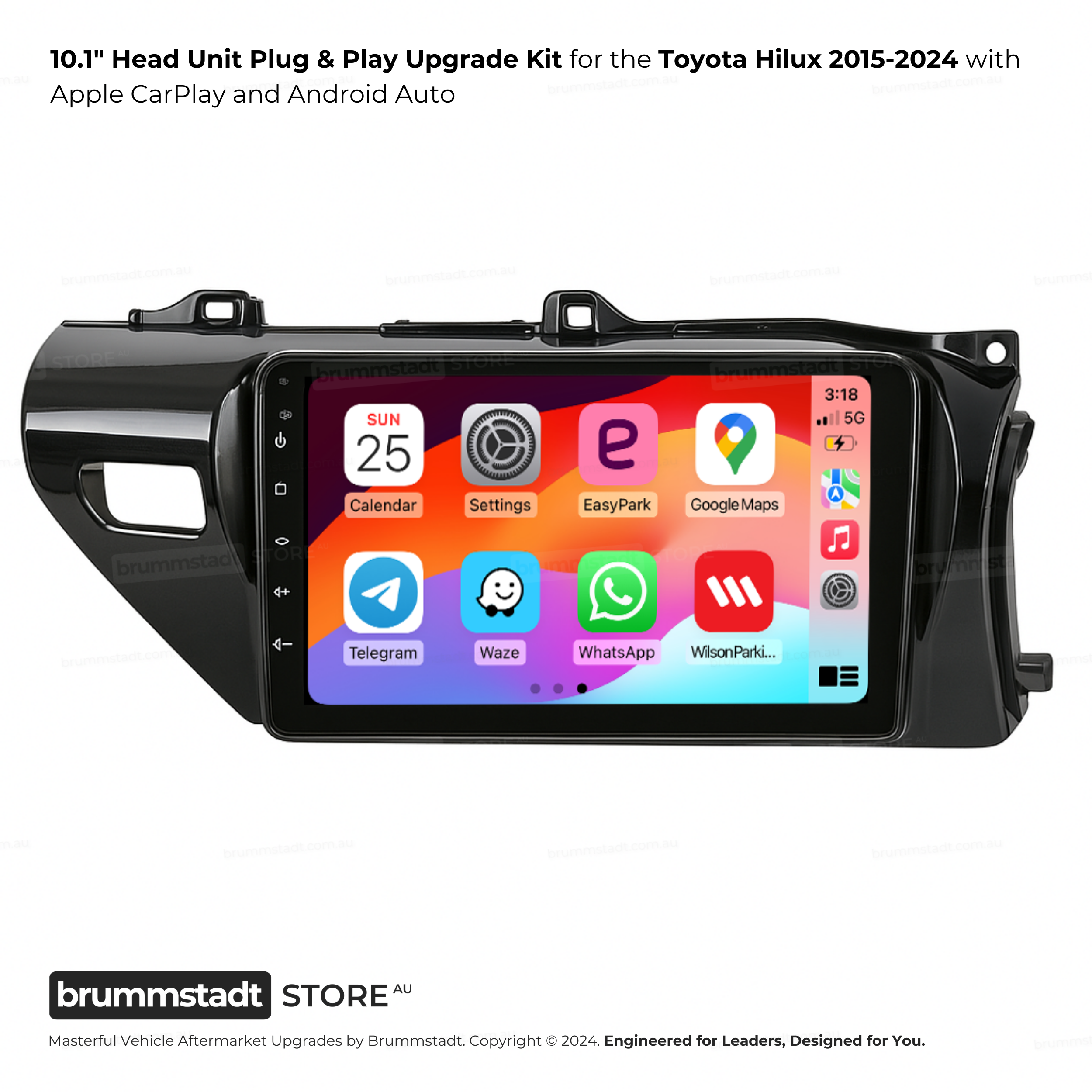 Toyota Hilux 2015-2024 - Premium Head Unit Upgrade Kit: Radio Infotainment System with Wired & Wireless Apple CarPlay and Android Auto Compatibility