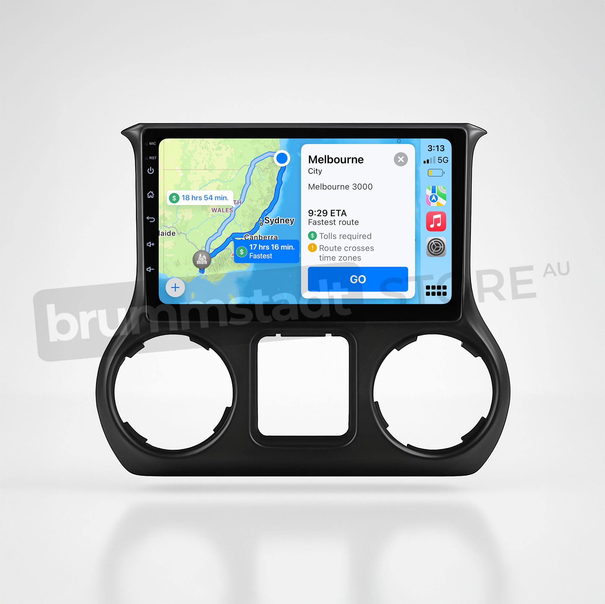 Brummstadt, Jeep Wrangler 2015-2019, Android Auto, premium head unit, navigation, ETA, route details, wireless connectivity, modern infotainment, user-friendly interface, high-resolution display, seamless integration, Jeep Wrangler 2015-2019, Brummstadt.