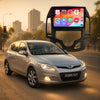 Brummstadt, Hyundai i30 2007-2012, featuring Apple CarPlay interface, Hyundai i30 2007-2012 head unit displays apps like Maps, Spotify, WhatsApp, and Phone, with clear app icons and intuitive layout. The screen shows time, date, and essential app notifications. Notable features include easy navigation and seamless connectivity, enhancing user experience with a modern infotainment system.