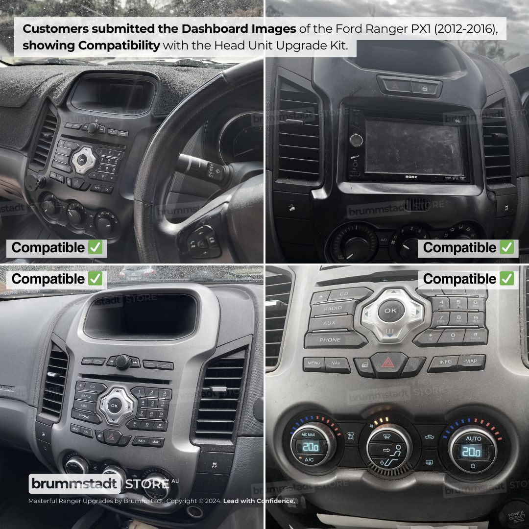 Ford Ranger 2012-2015 PX - Premium Head Unit Upgrade Kit: Radio Infotainment System with Wired & Wireless Apple CarPlay and Android Auto Compatibility