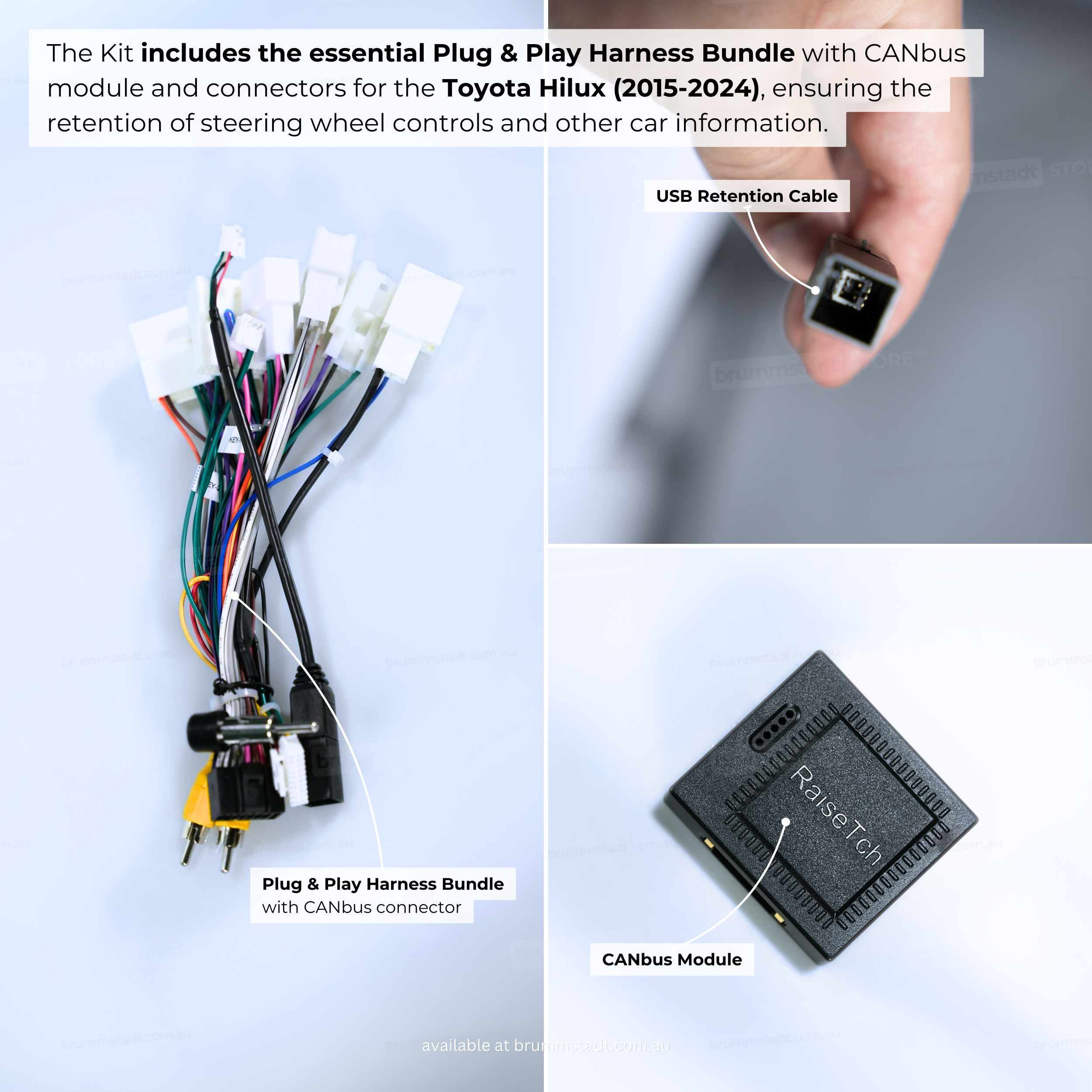 Toyota Hilux 2015-2024 - Premium Head Unit Upgrade Kit: Radio Infotainment System with Wired & Wireless Apple CarPlay and Android Auto Compatibility