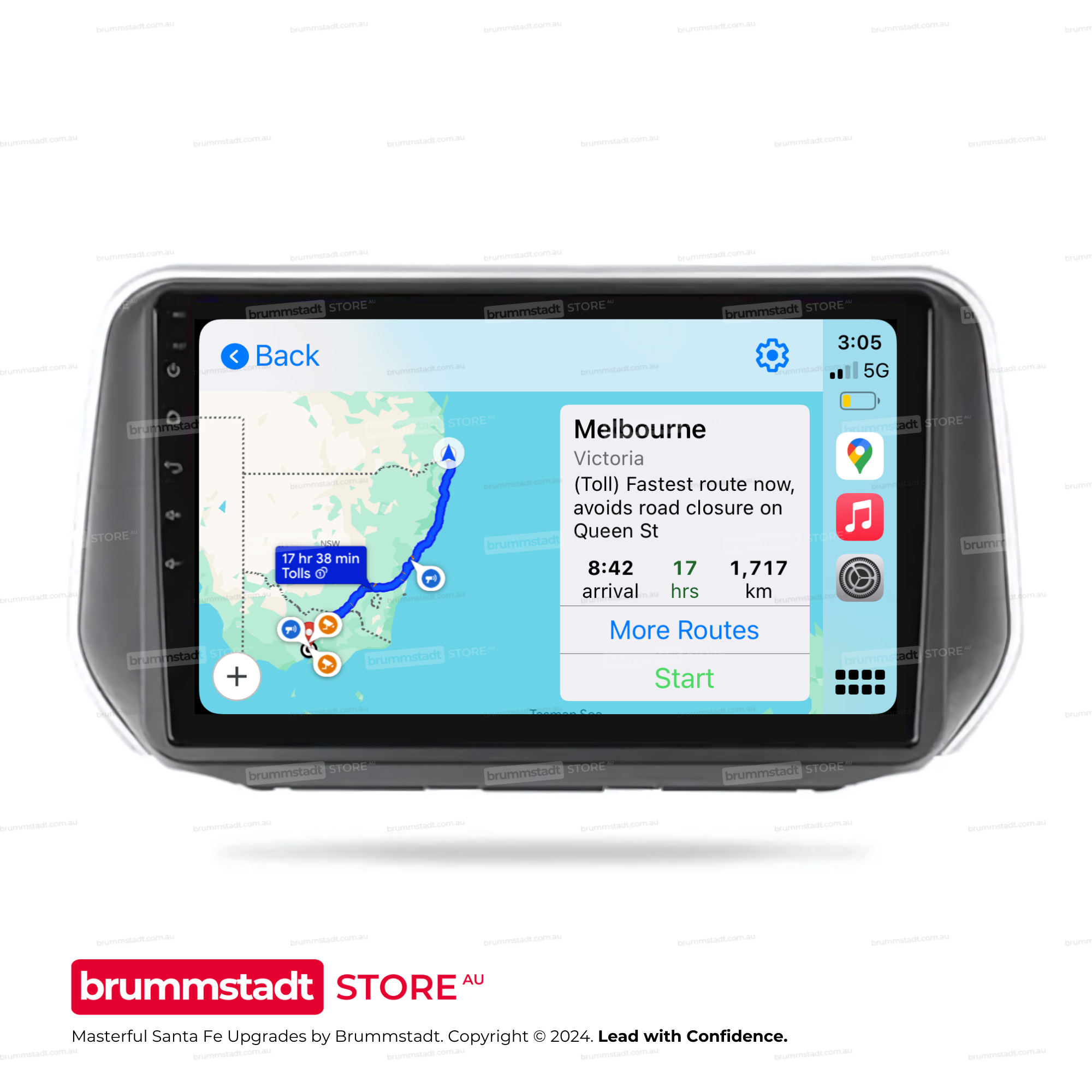 Hyundai Santa Fe 2018-2020 - Premium Head Unit Upgrade Kit: Radio Infotainment System with Wired & Wireless Apple CarPlay and Android Auto Compatibility