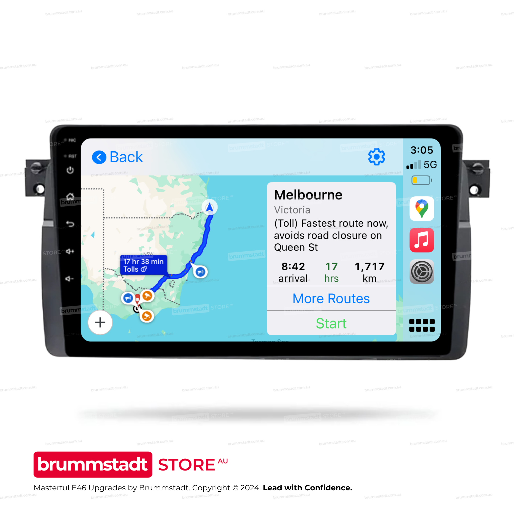 BMW 3 Series 1998-2006 (E46) - Premium Head Unit Upgrade Kit: Radio Infotainment System with Wired & Wireless Apple CarPlay and Android Auto Compatibility