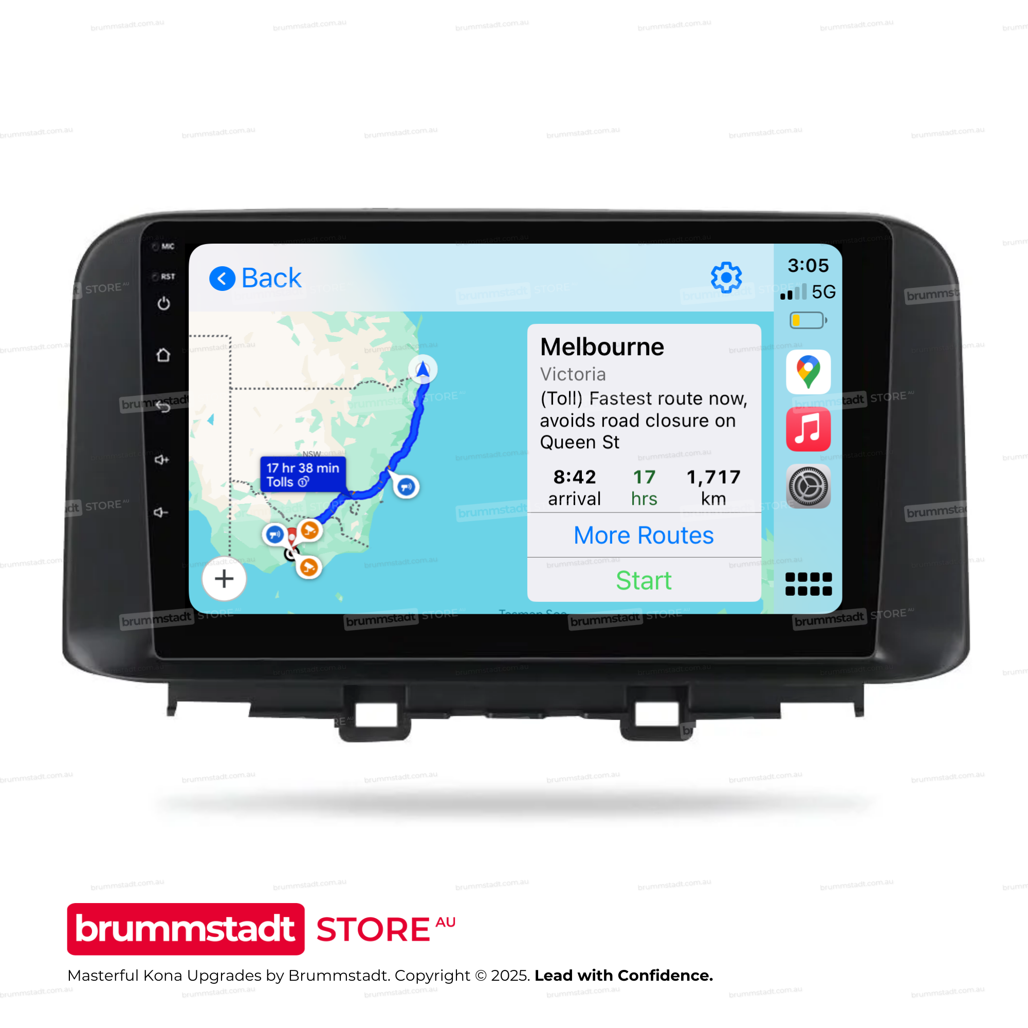 Hyundai Kona 2017-2022 - Premium Head Unit Upgrade Kit: Radio Infotainment System with Wired & Wireless Apple CarPlay and Android Auto Compatibility