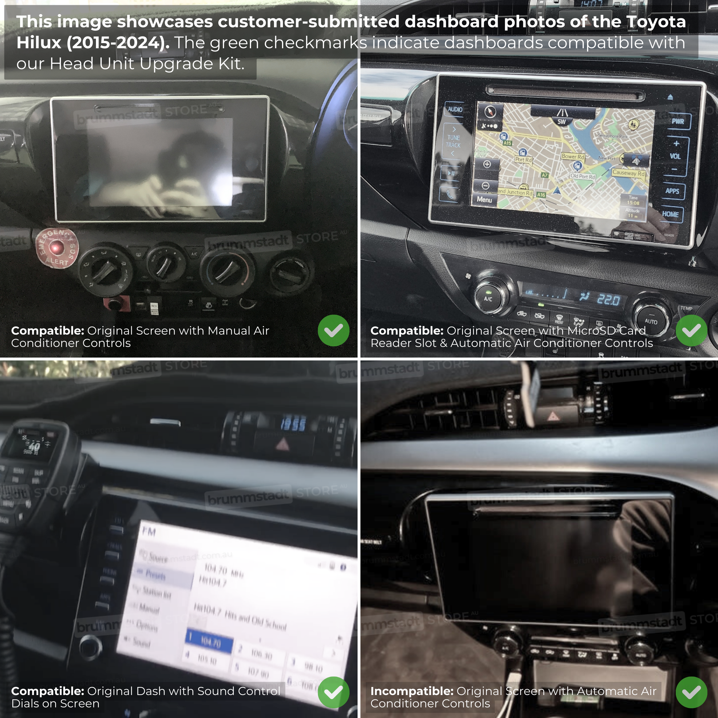 Toyota Hilux 2015-2024 - Premium Head Unit Upgrade Kit: Radio Infotainment System with Wired & Wireless Apple CarPlay and Android Auto Compatibility