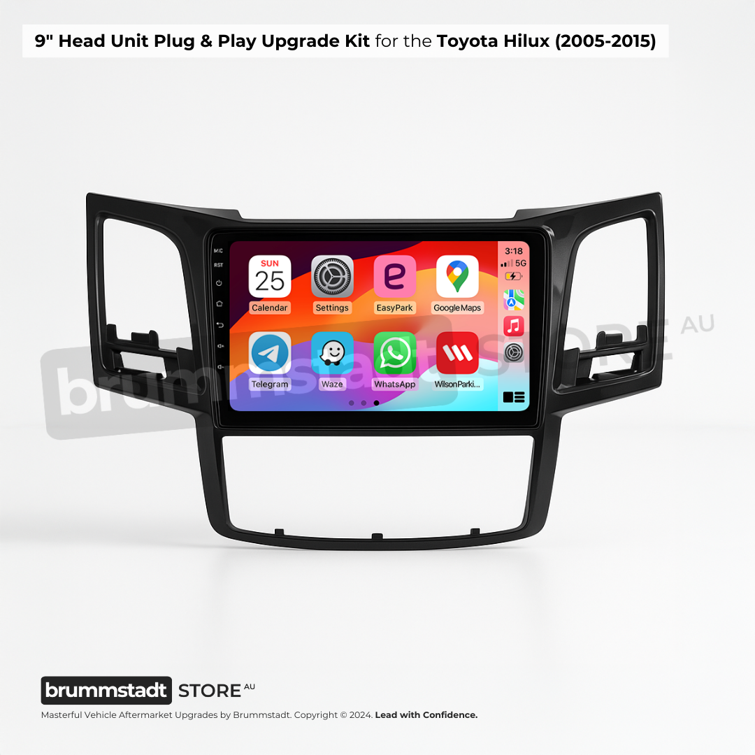 Toyota Hilux 2005-2014 - Premium Head Unit Upgrade Kit: Radio Infotainment System with Wired & Wireless Apple CarPlay and Android Auto Compatibility
