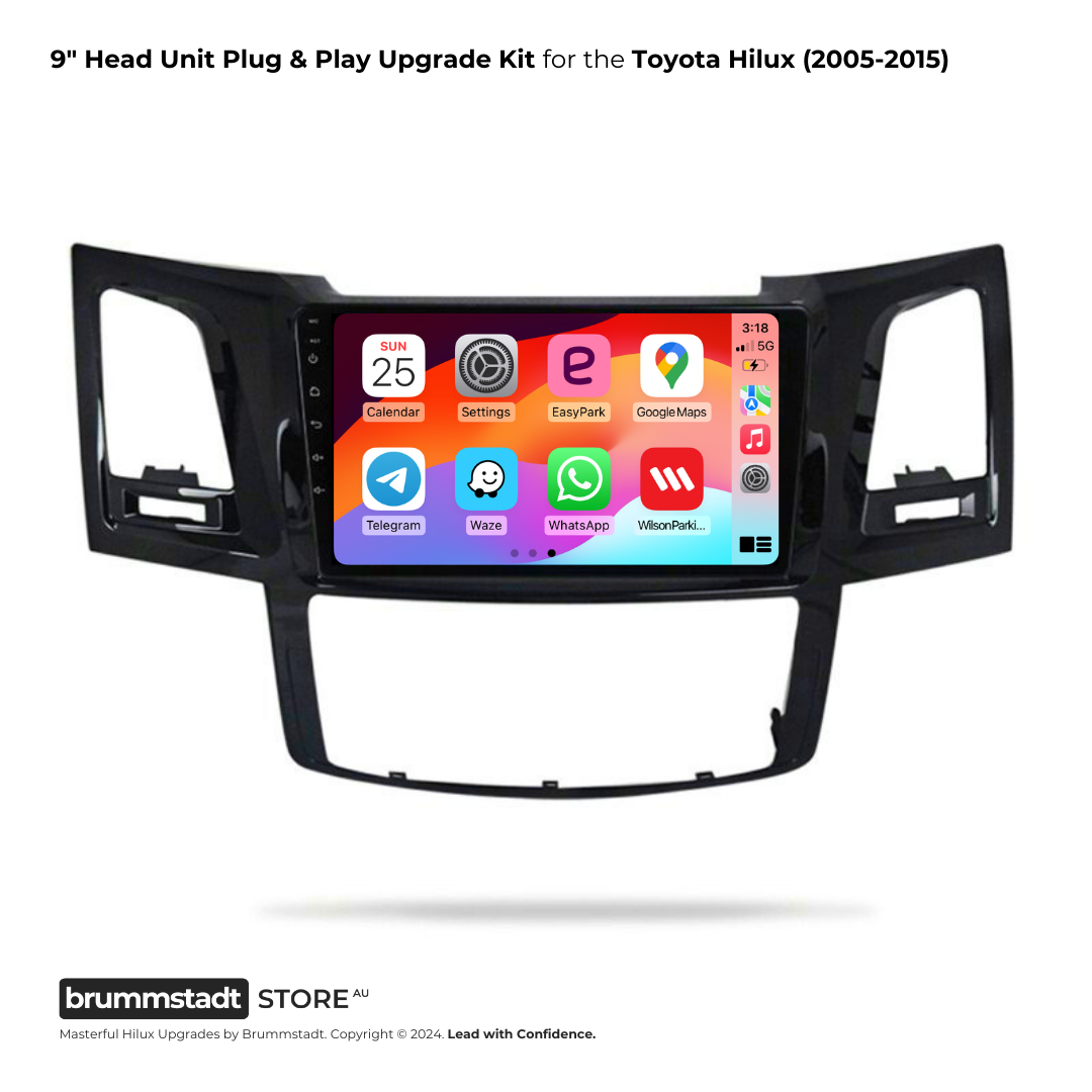 Toyota Hilux 2005-2014 - Premium Head Unit Upgrade Kit: Radio Infotainment System with Wired & Wireless Apple CarPlay and Android Auto Compatibility