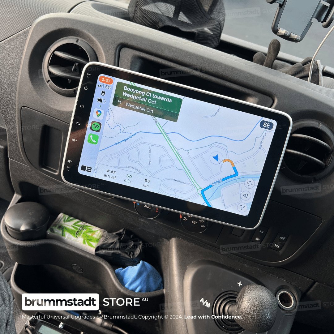 Universal 10-Inch Adjustable Rotatable 360 Degree 1DIN/2DIN Head Unit - Premium Upgrade Kit with Wired & Wireless Apple CarPlay and Android Auto