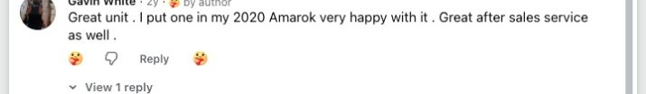 Facebook comment from a Brummstadt customer: 05 facebook post 361302783308816 comment 1407511263977941 gavin white great unit i put one in my 2020 amarok very happ