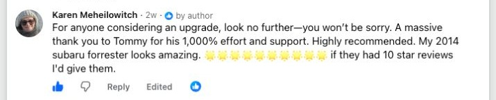 Facebook comment from a Brummstadt customer: 06 facebook post 862742799831476 comment 1015118717778305 karen meheilowitch for anyone considering an upgrade look no furthe
