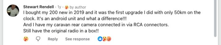Facebook comment from a Brummstadt customer: 09 facebook post 535531422552617 comment 1137850654575413 stewart rendell a year ago i bought my 200 new in 2019 and it was the first