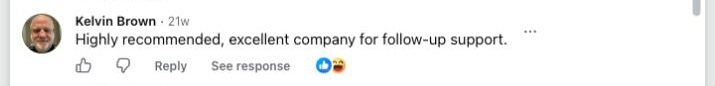 Facebook comment from a Brummstadt customer: 23 facebook post 862742813164808 comment 1465441578556244 kelvin brown highly recommended excellent company for follow