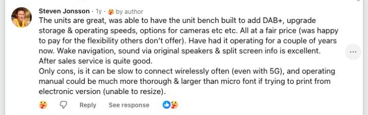 Facebook comment from a Brummstadt customer: 42 facebook post 862742799831476 comment 1663971360915282 steven jonsson a year ago steven jonsson the units are great was able to h