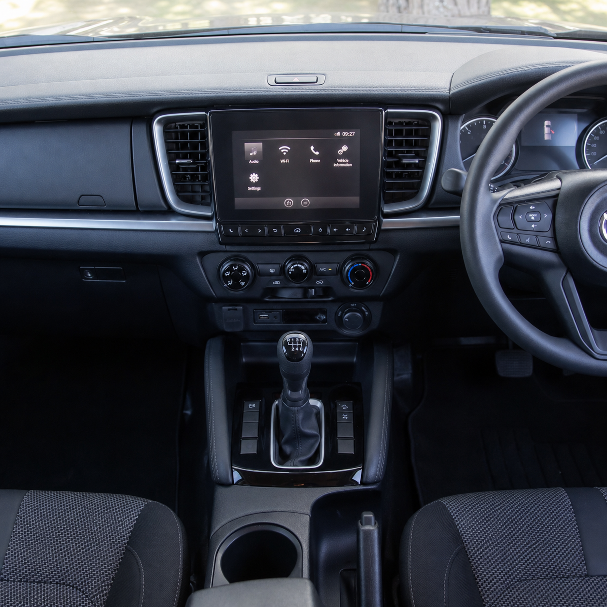 Mazda BT-50 2021 to 2023 factory radio area from the same dashboard angle